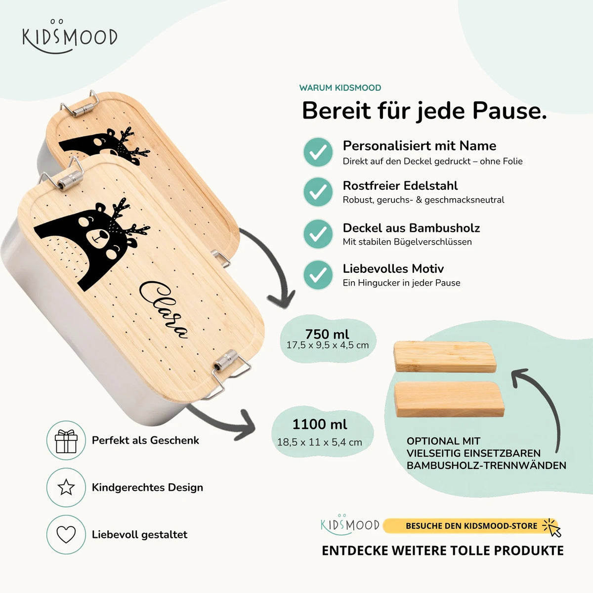 Brotdose personalisiert X-mas Bär