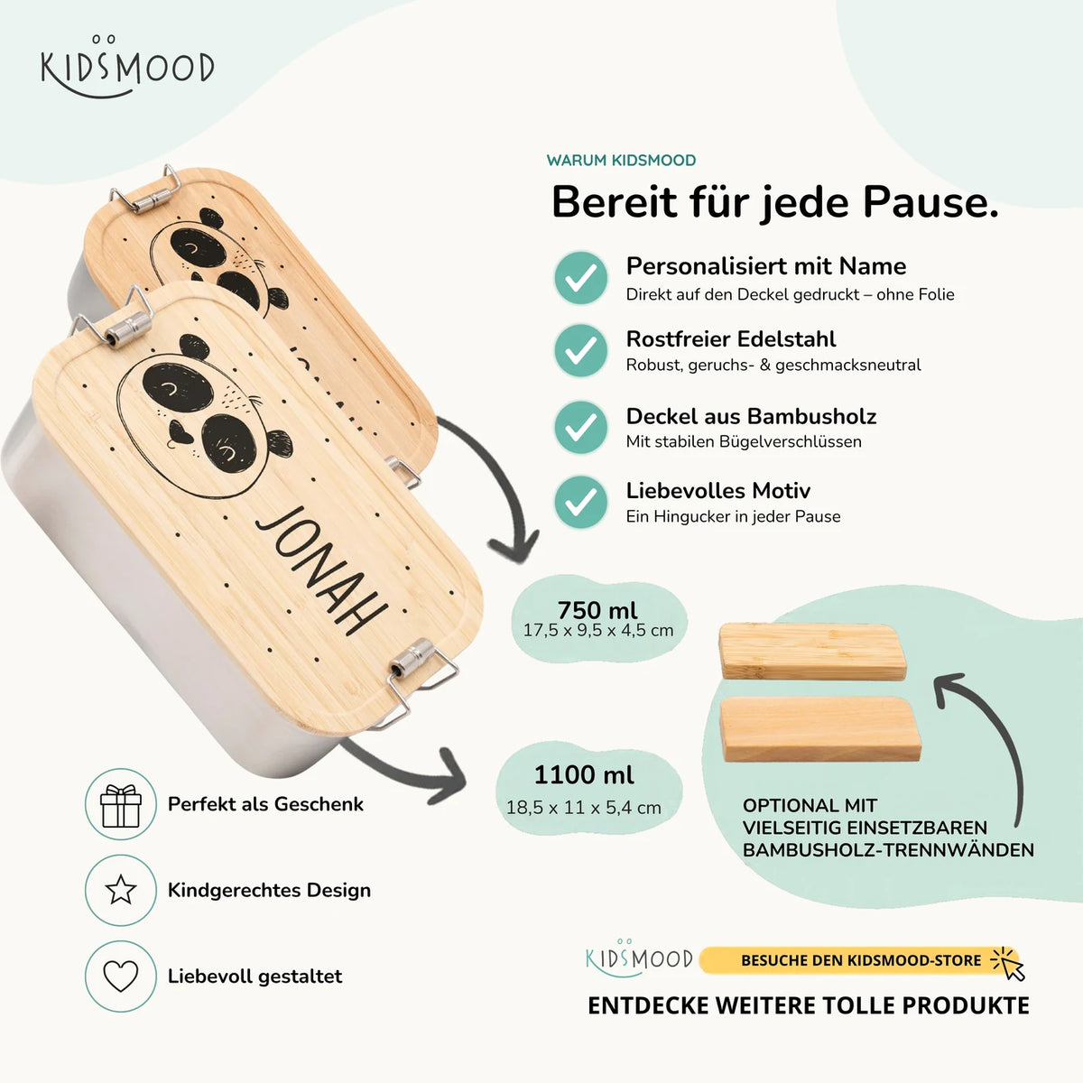 Brotdose personalisiert Panda Bär