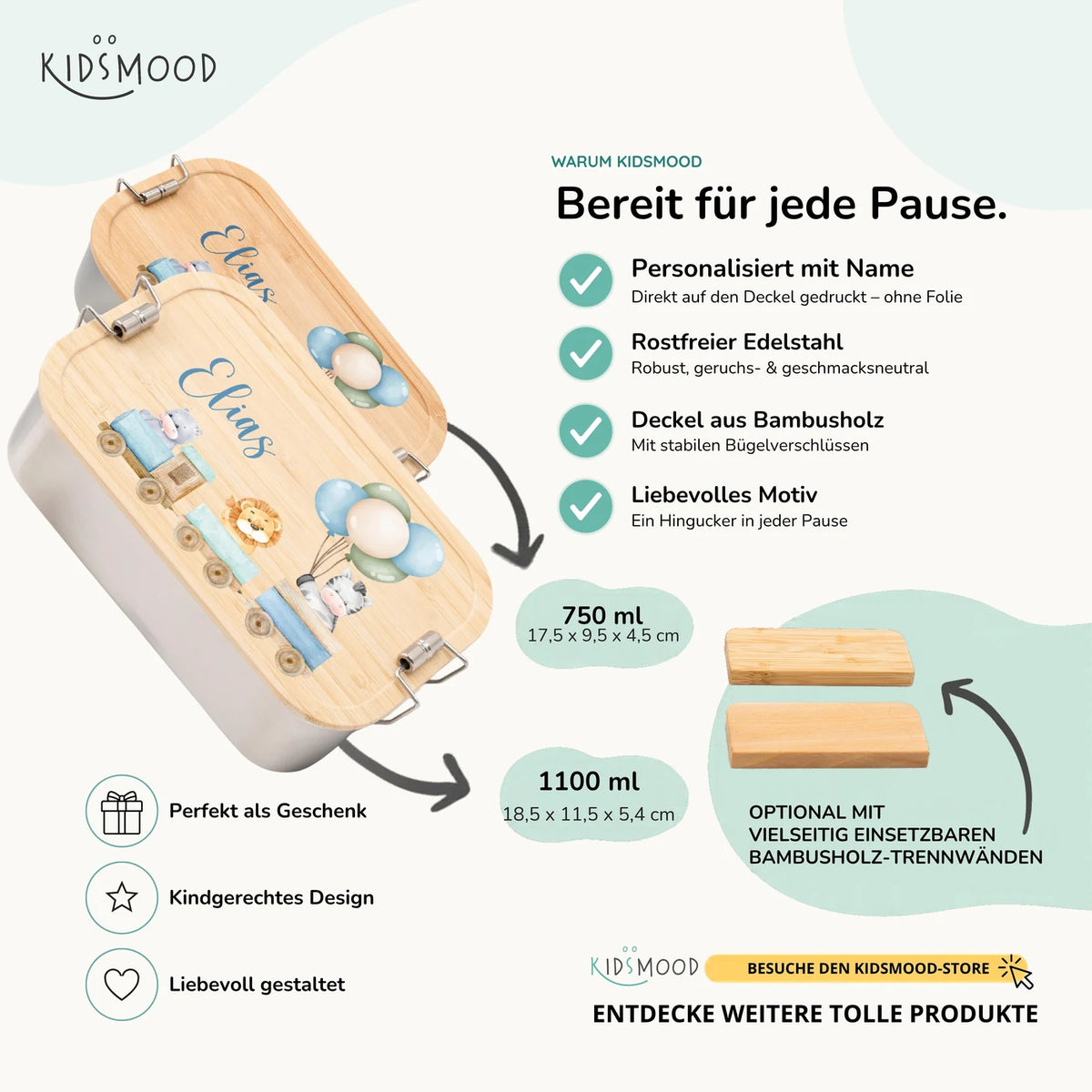 Brotdose personalsiert Tiere Eisenbahn
