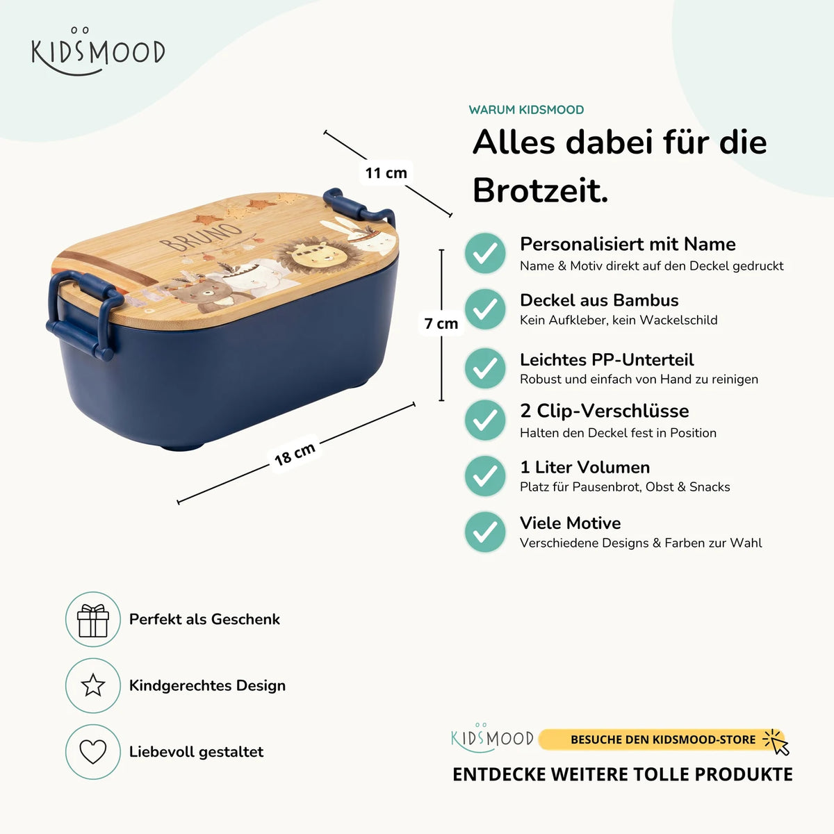 Brotdose Kinder personalisiert, Safari Boho