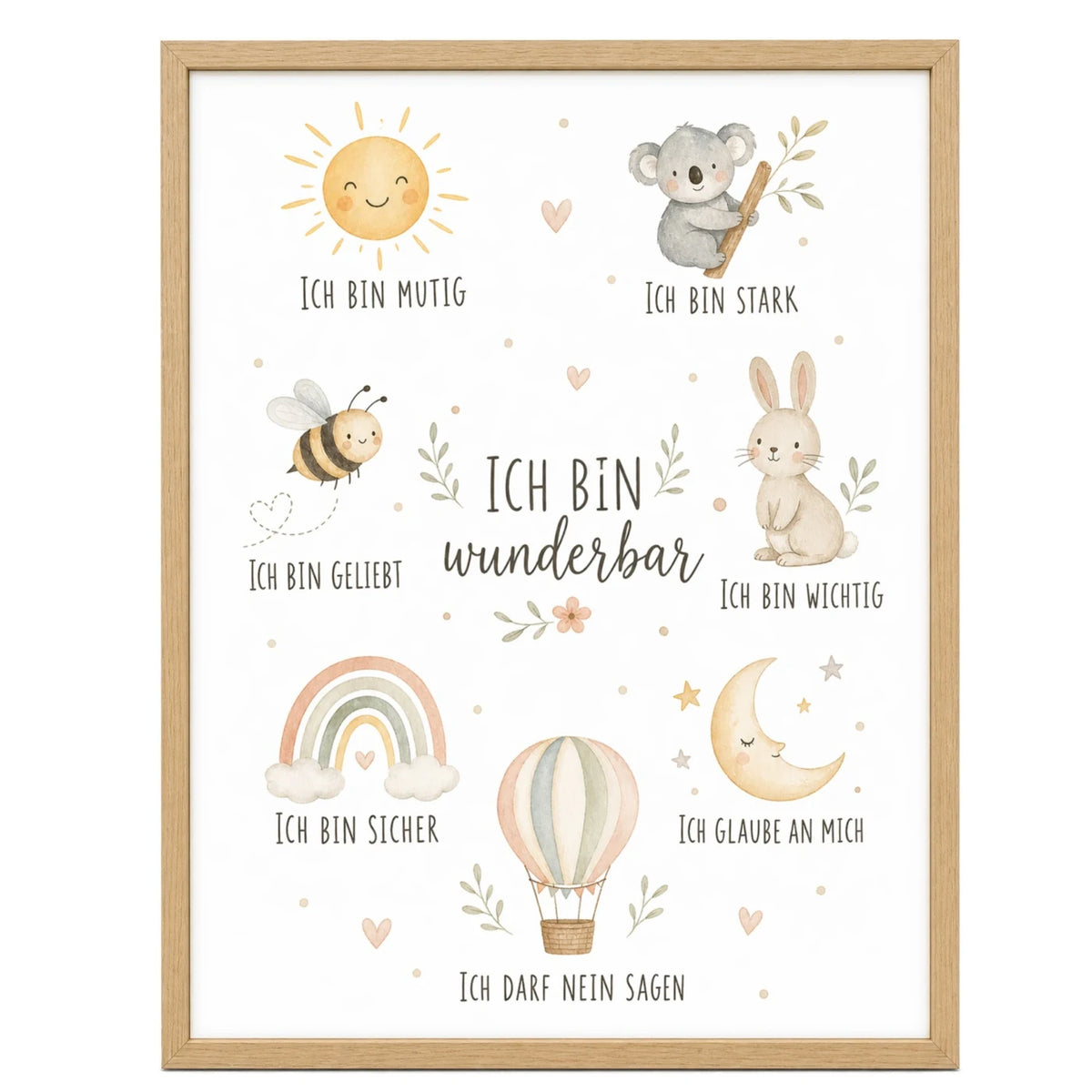 Affirmationsposter „Collage Ich bin wunderbar“ fürs Kinderzimmer – Kinderposter mit positiven Botschaften, 30 × 40 cm