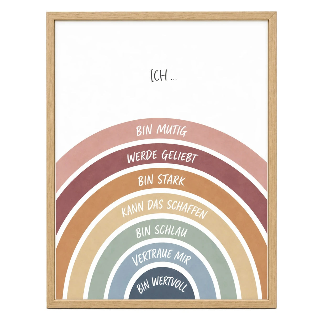 Affirmationsposter „Regenbogen Ich bin mutig“ fürs Kinderzimmer – Kinderposter mit positiven Botschaften, 30 × 40 cm