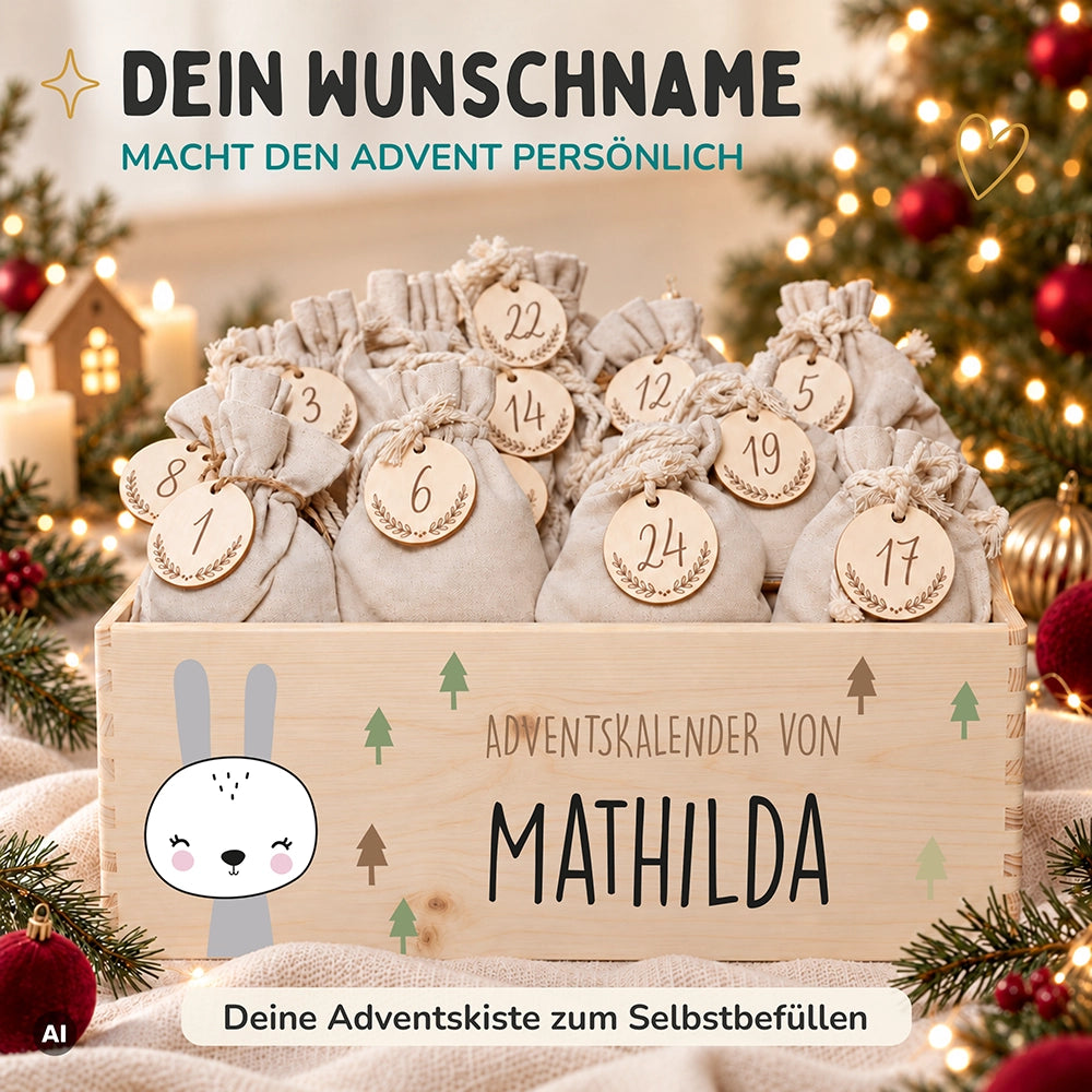 Personalisierter Adventskalender zum Befüllen - Winterhase