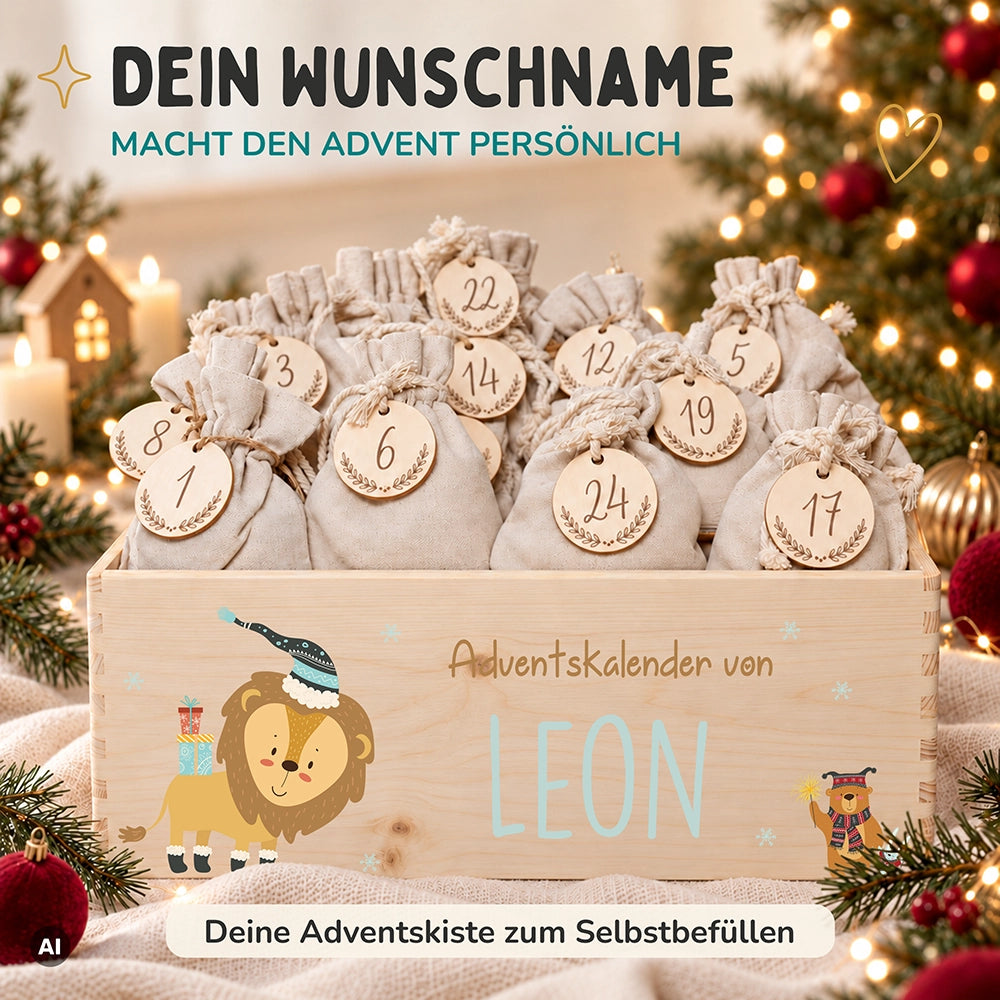 Personalisierter Adventskalender zum Befüllen - Löwe und Bär