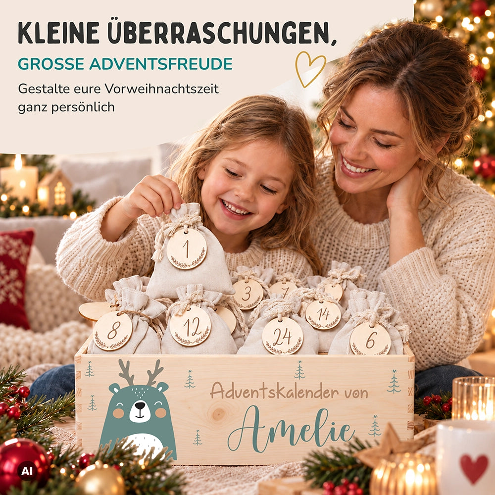 Personalisierter Adventskalender zum Befüllen - Boho Reh