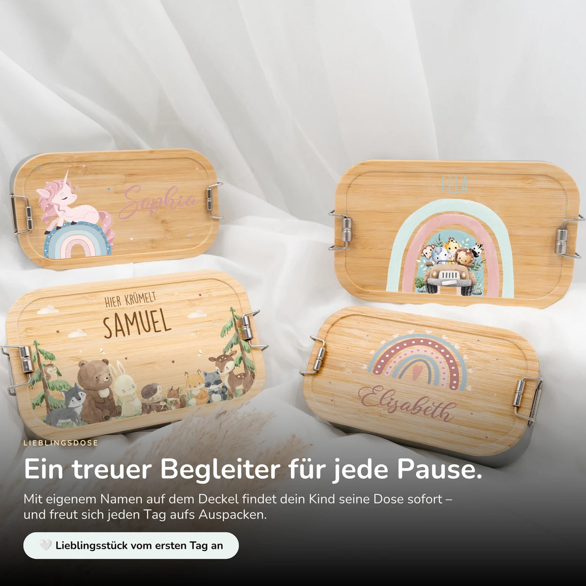 Brotdose Kinder personalisiert - Regenbogen Safari