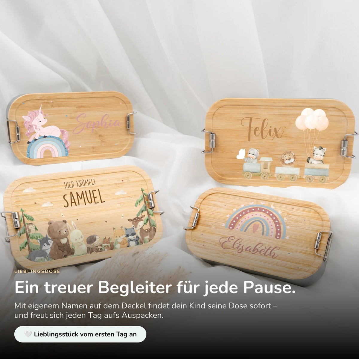 Brotdose Kinder personalisiert - Tiere Eisenbahn
