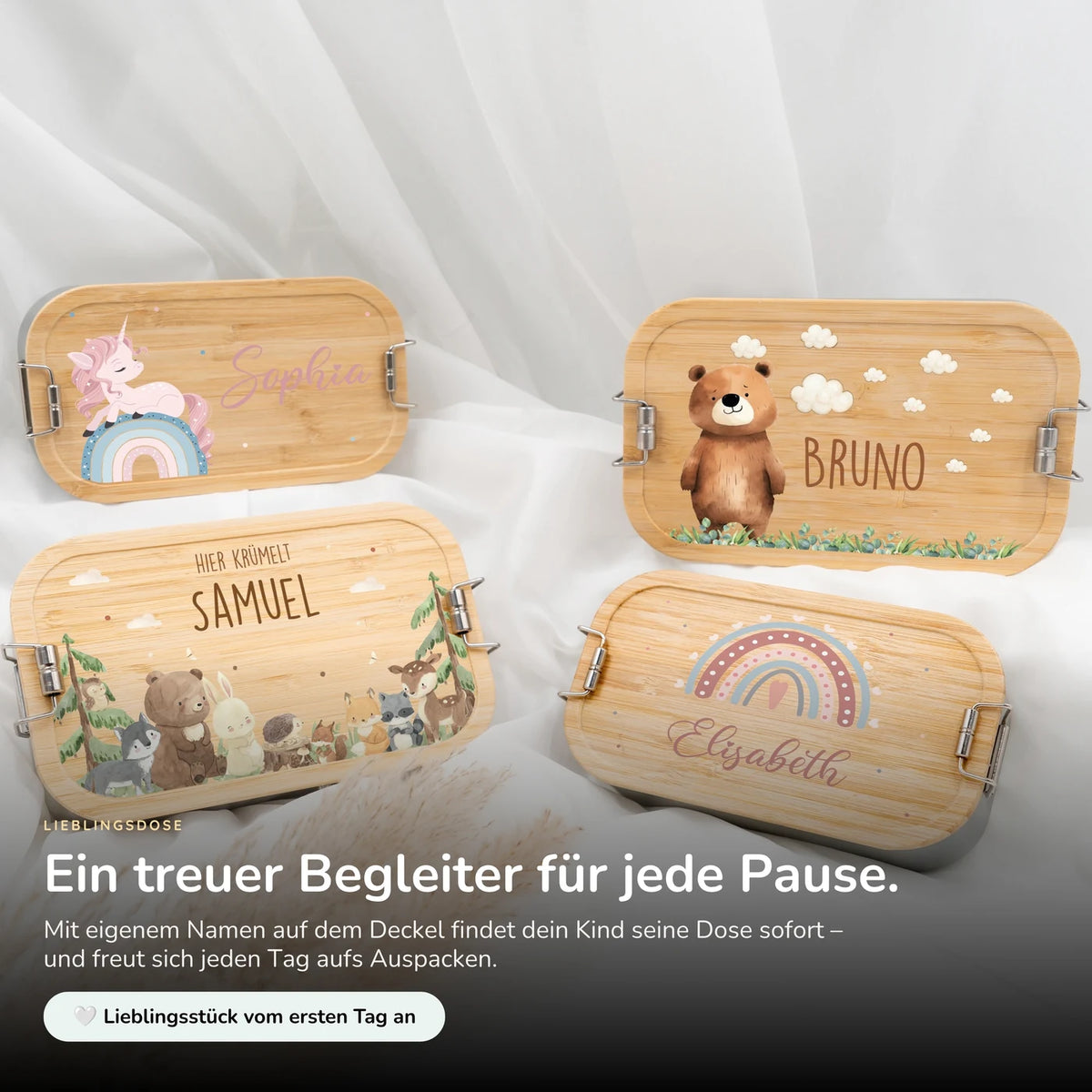 Brotdose personalisiert Bär auf der Wiese