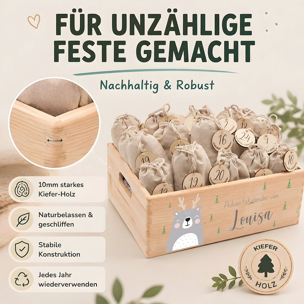 Personalisierter Adventskalender zum Befüllen - Rentier Boho