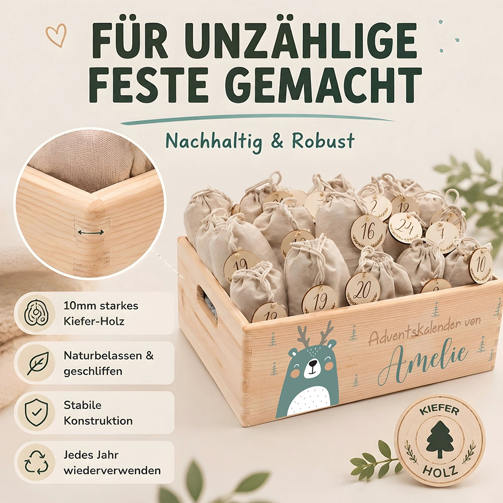 Personalisierter Adventskalender zum Befüllen - Boho Reh