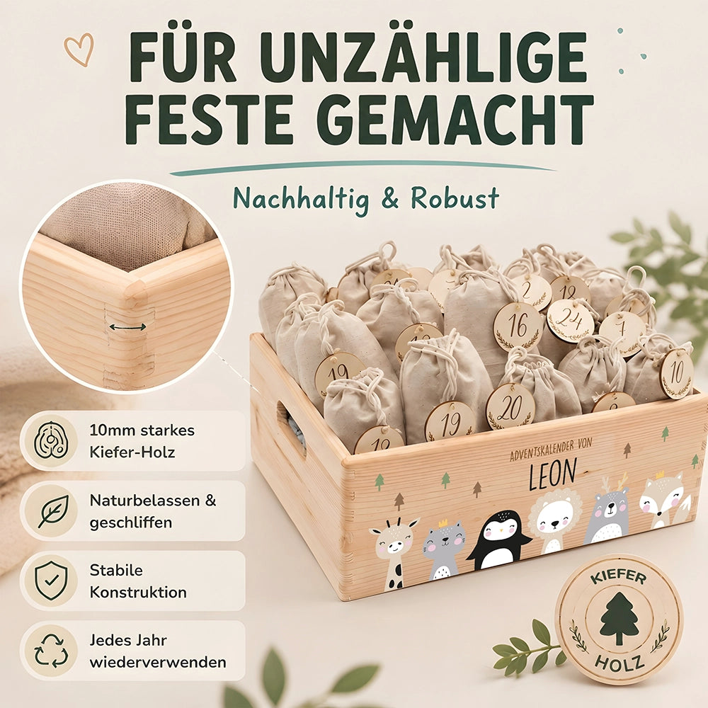 Personalisierter Adventskalender zum Befüllen - Winter Tierfamilie
