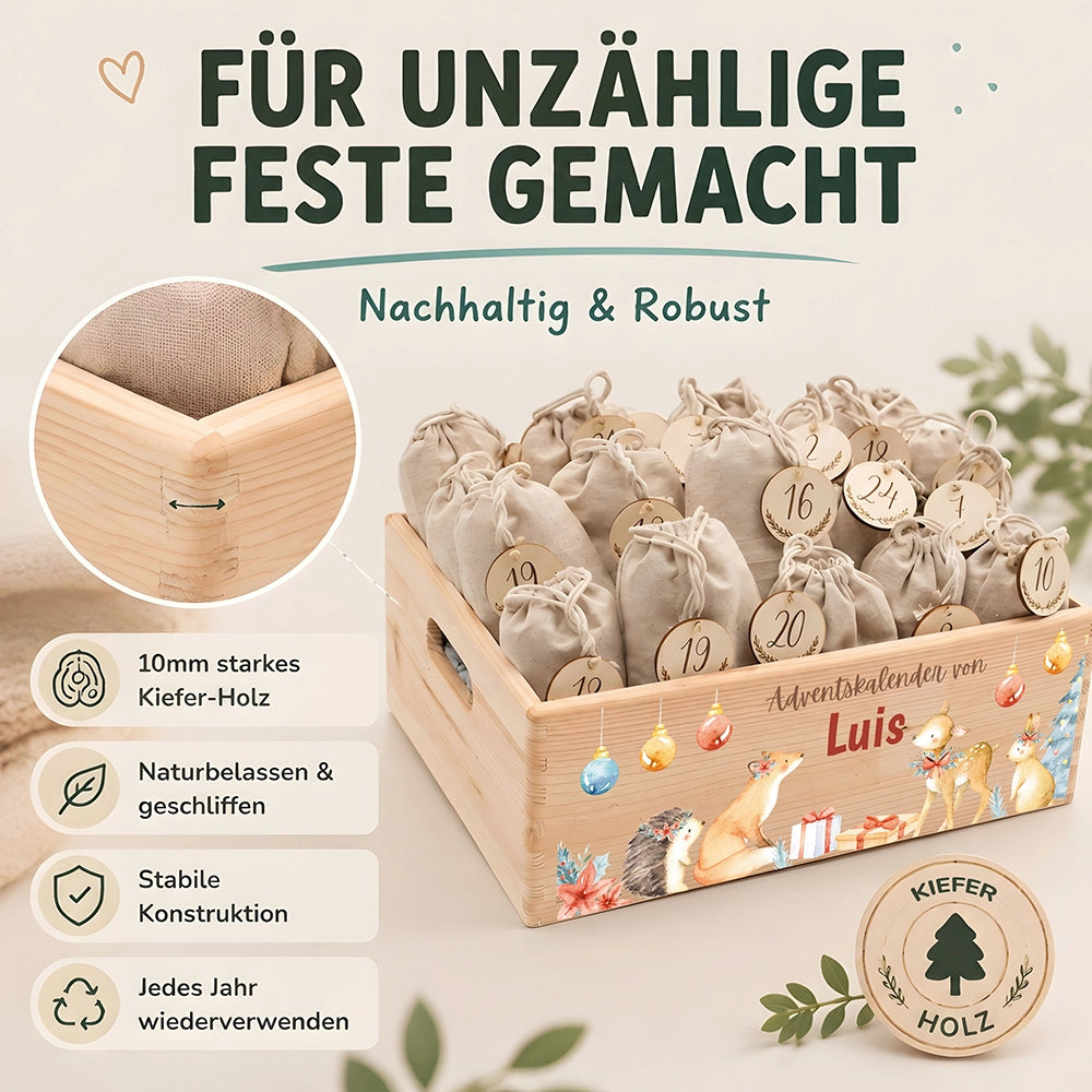 Personalisierter Adventskalender zum Befüllen - Fuchs und Reh