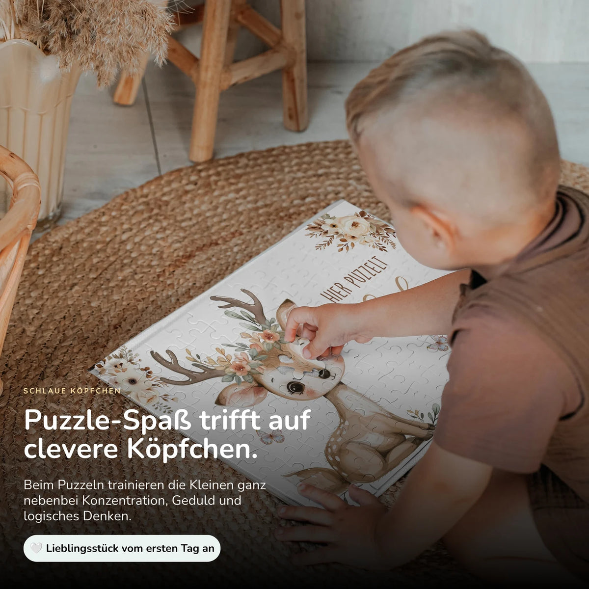 Kinderpuzzle personalisiert mit Namen - Baby Reh