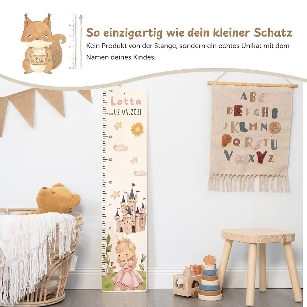 Messlatte Kinder Holz & Aluverbund - Prinzessin im Schloss