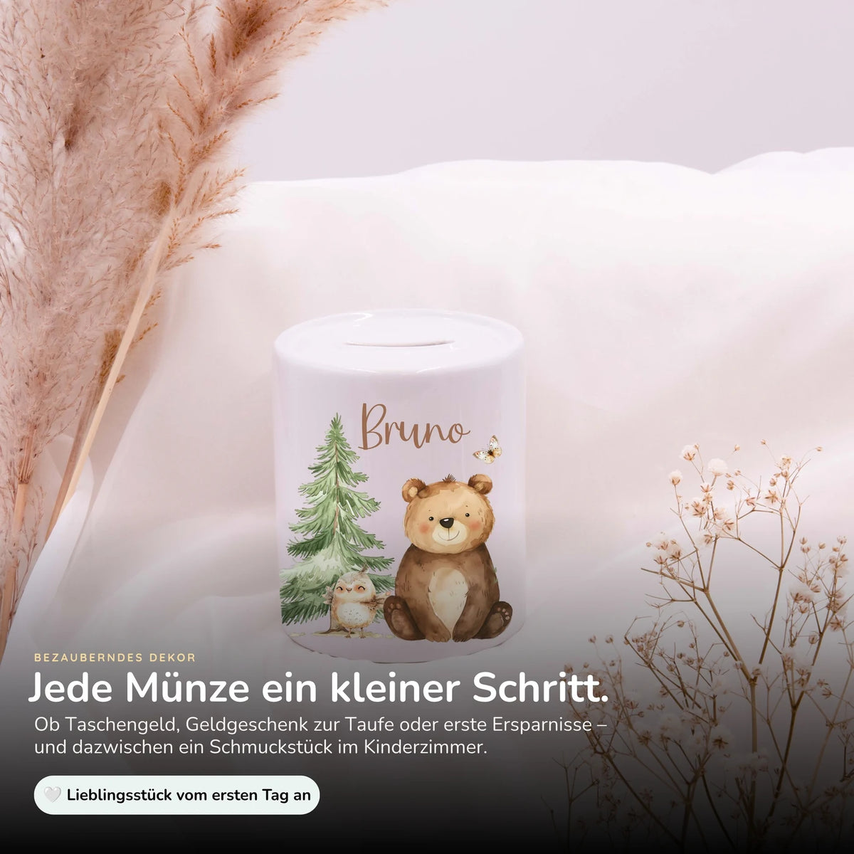 Spardose Kinder aus Keramik - Bär im Wald