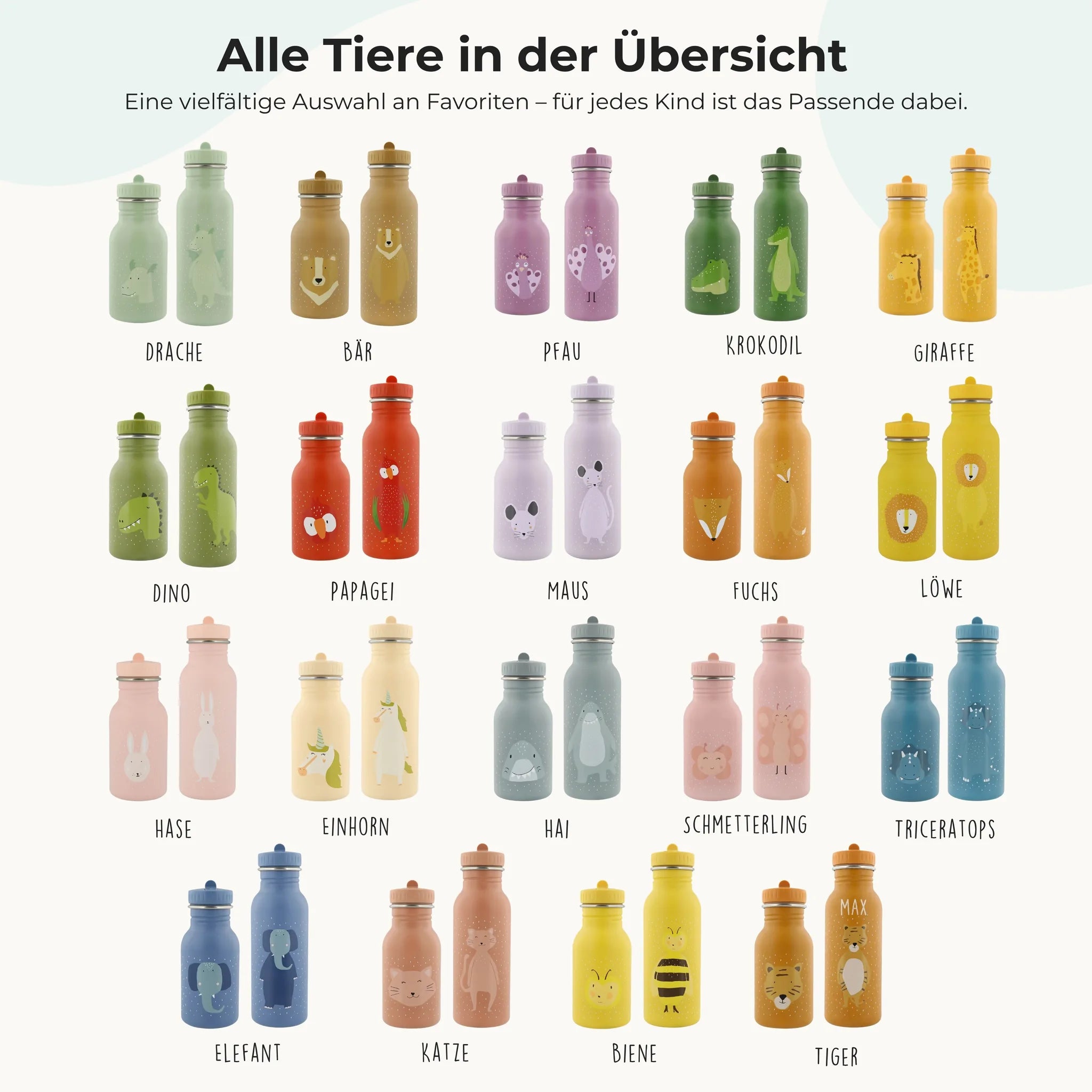 Trixie Trinkflasche Kinder Giraffe, auslaufsicher, Edelstahl mit Wunschname