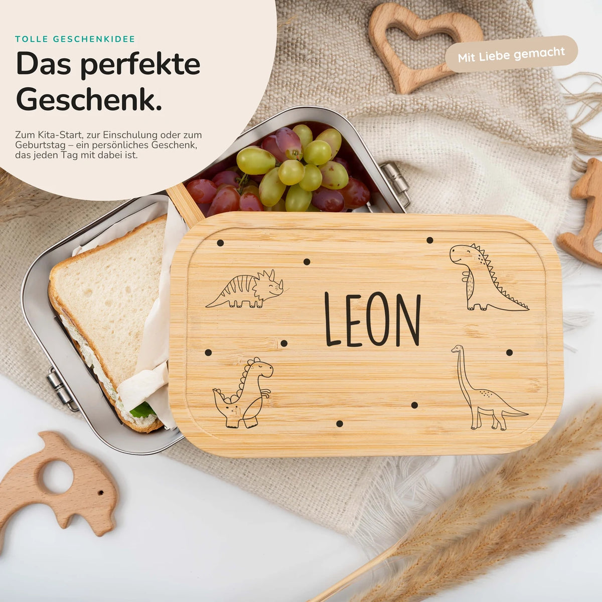 Brotdose personalisiert Dino