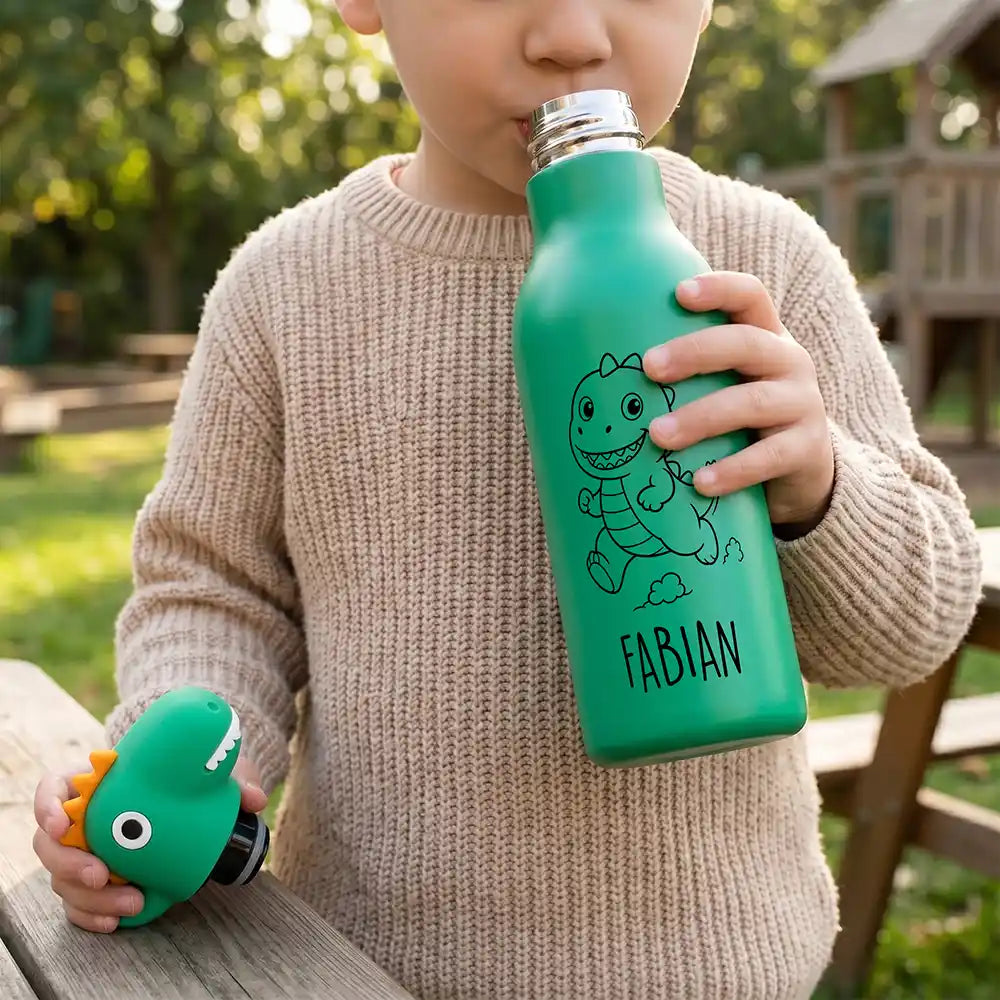 Personalisierte Trinkflasche Kinder Dino – 450 ml