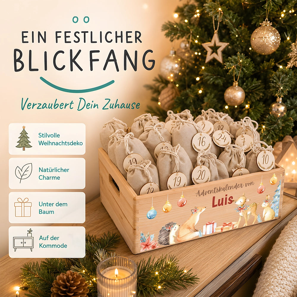 Personalisierter Adventskalender zum Befüllen - Fuchs und Reh