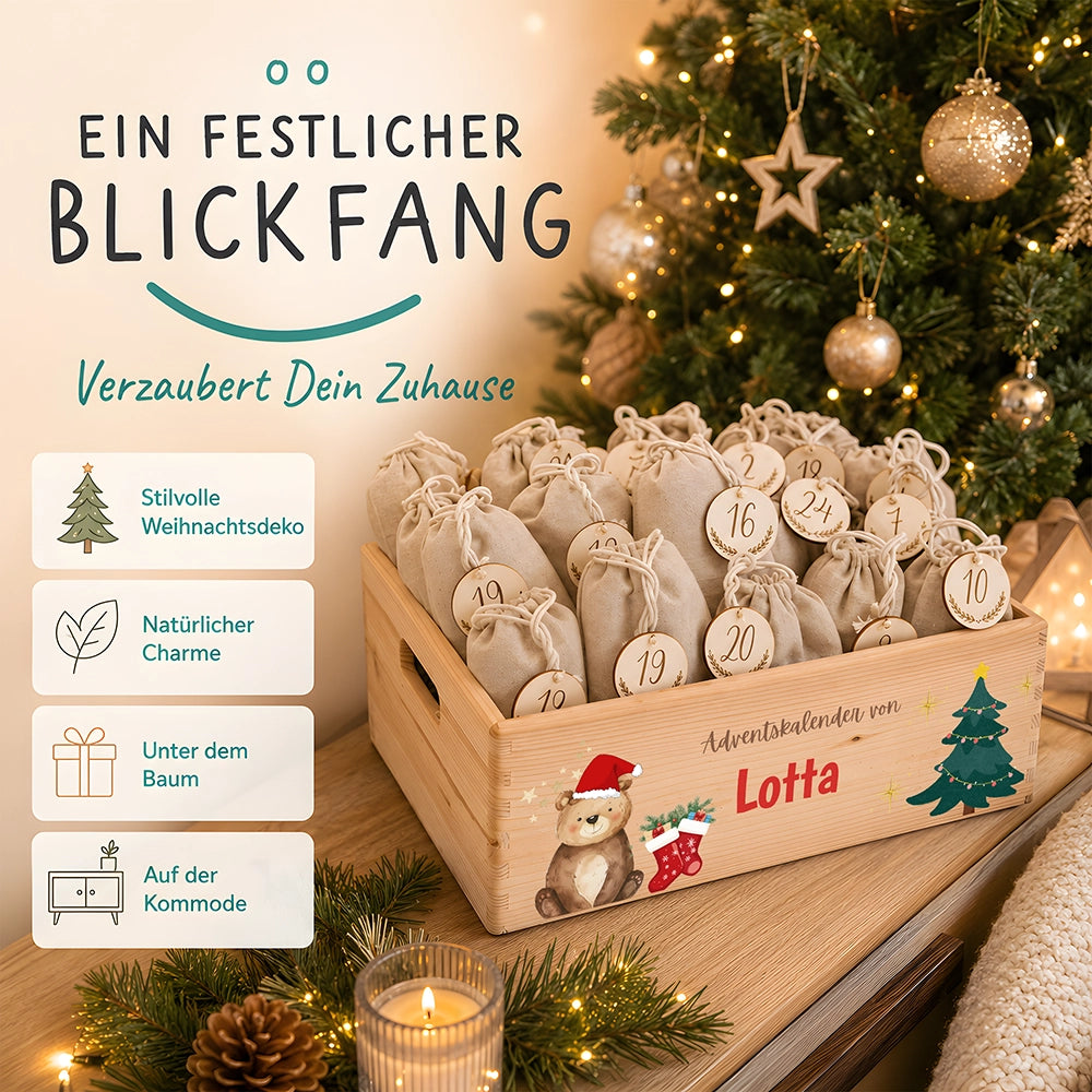 Personalisierter Adventskalender zum Befüllen - Weihnachtsbär