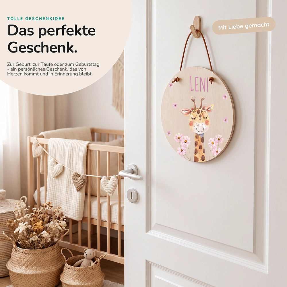 Türschild Kinderzimmer personalisiert mit Name Giraffe