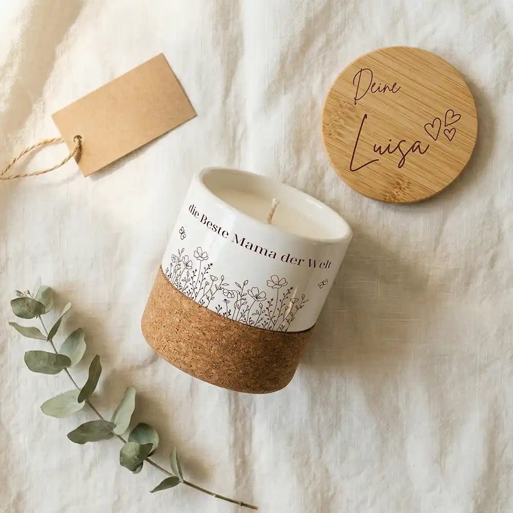 Duftkerze Vanille Keramik Beste Mama Wildblumen – Wohnzimmer-Lifestyle mit Vanille