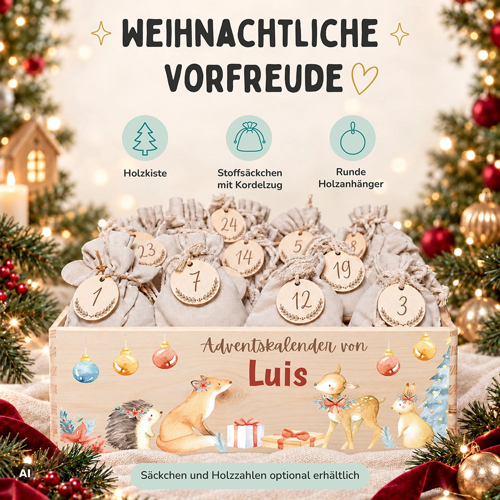 Personalisierter Adventskalender zum Befüllen - Fuchs und Reh