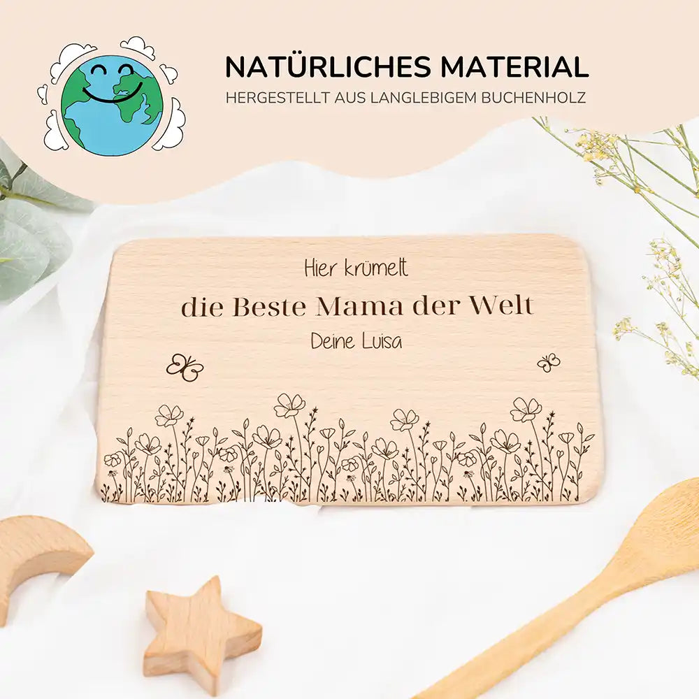 Frühstücksbrettchen Holz Die beste Mama der Welt mit Gravur - Geschenk Muttertag