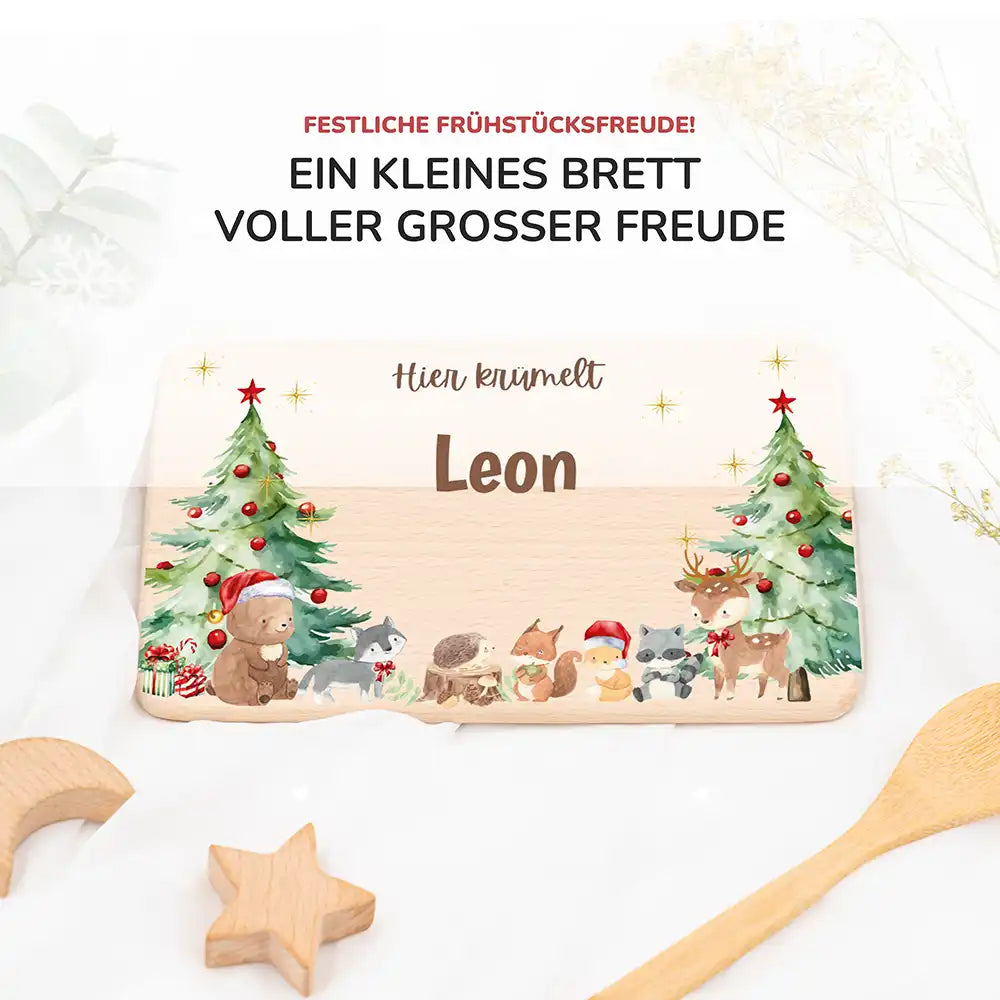 Frühstücksbrettchen Weihnachten - Niedliche Waldtiere