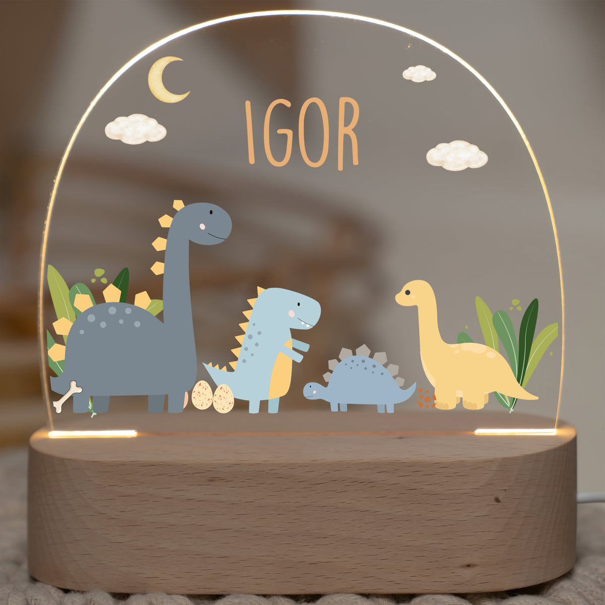 Nachtlicht Kinder personalisiert - Süße Dinosaurier