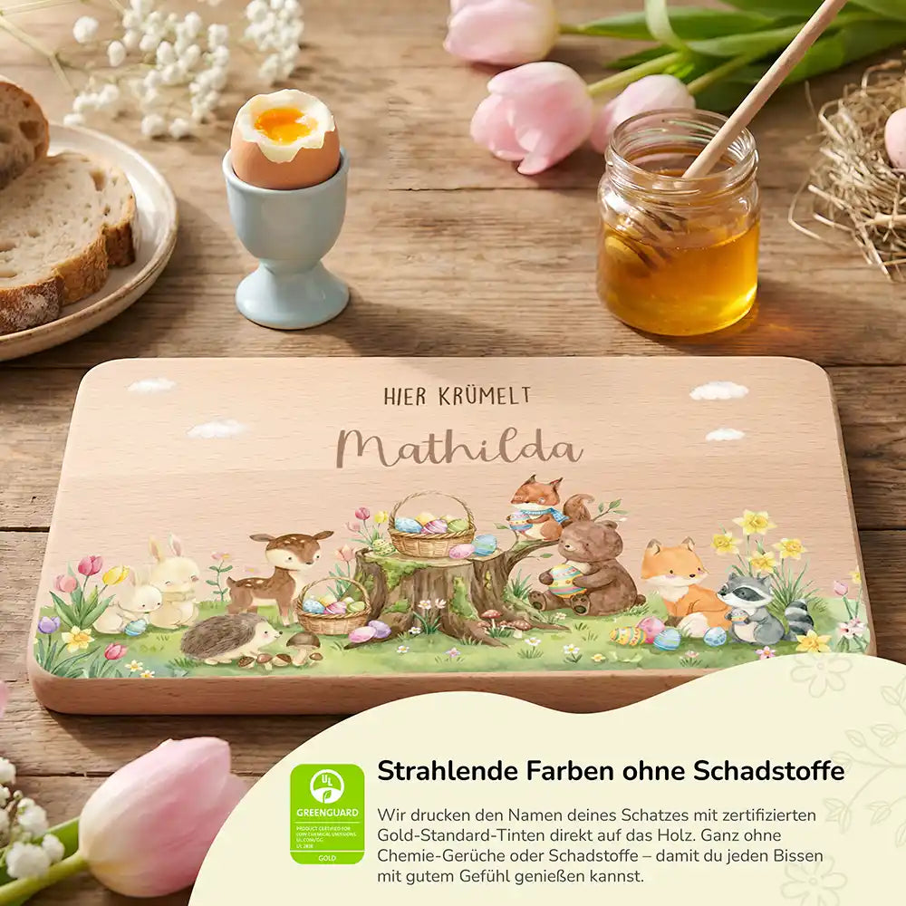 Frühstücksbrettchen Ostern - Glückliche Waldtiere