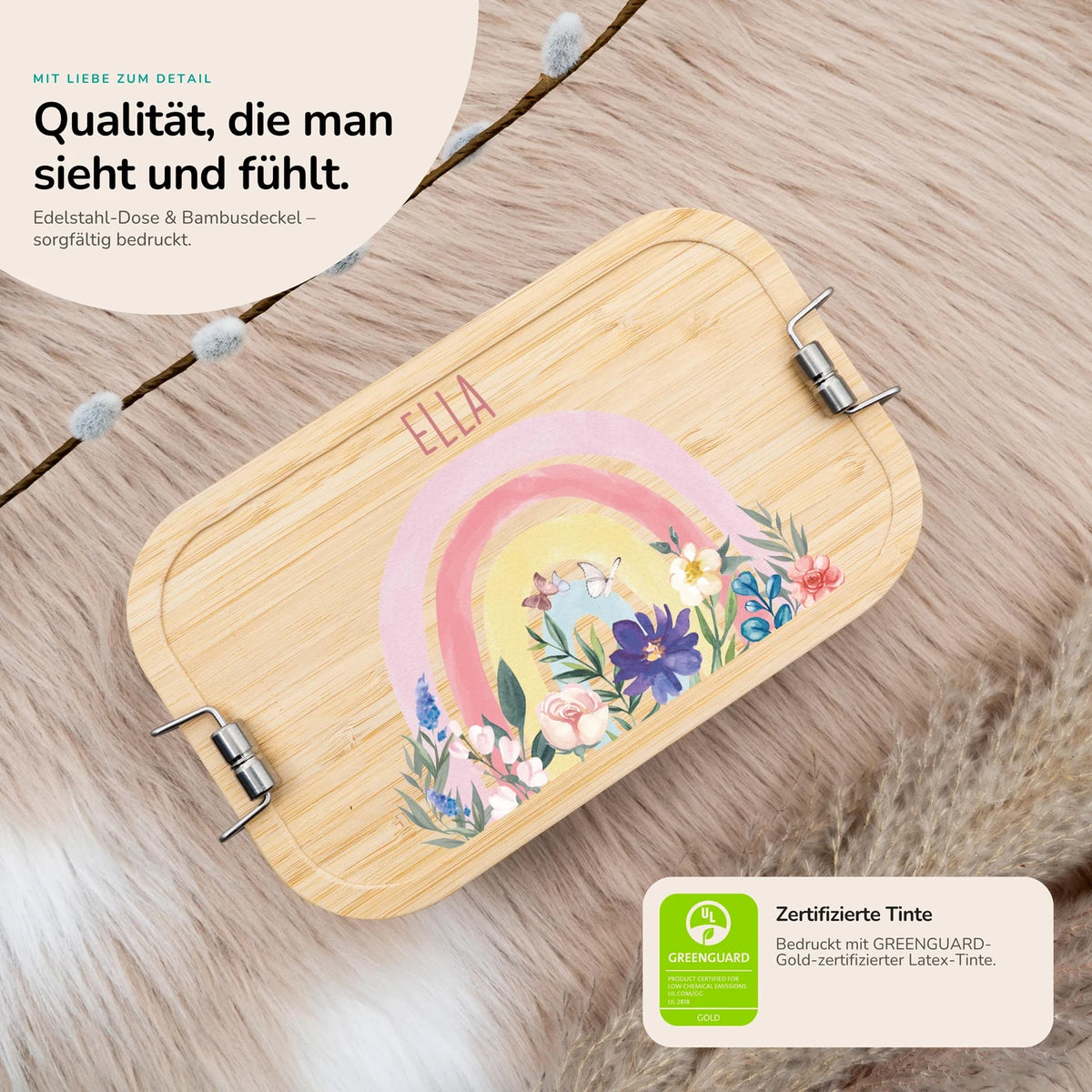 Brotdose Kinder personalisiert - Regenbogen