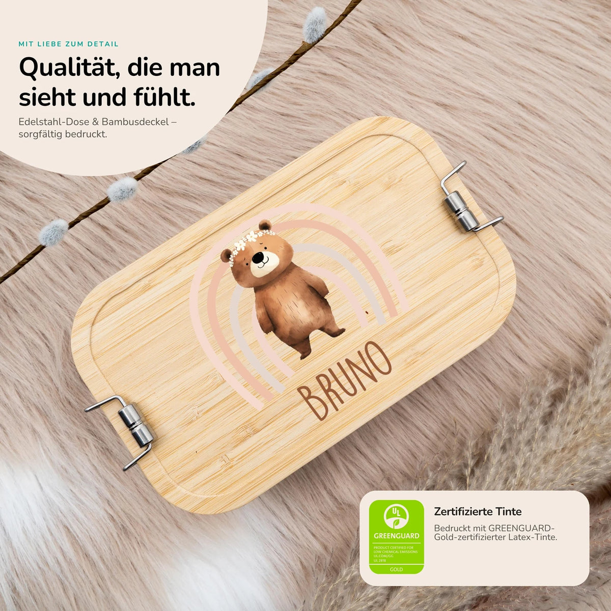 Brotdose personalisiert Bär Regenbogen