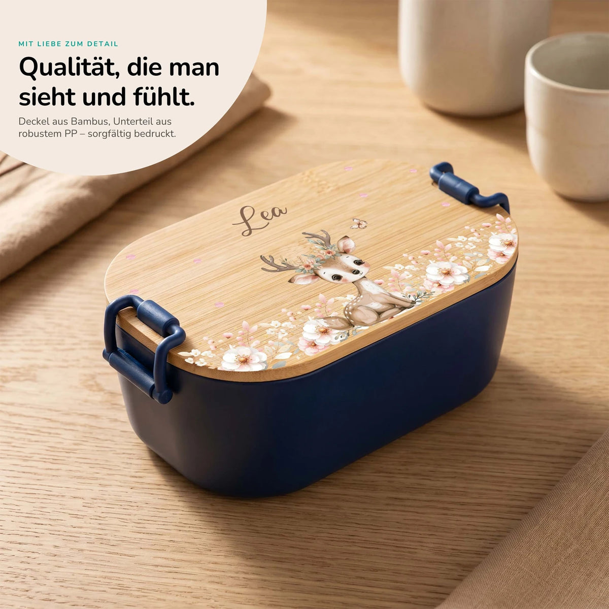 Brotdose Kinder personalisiert, Rehkitz Geweih