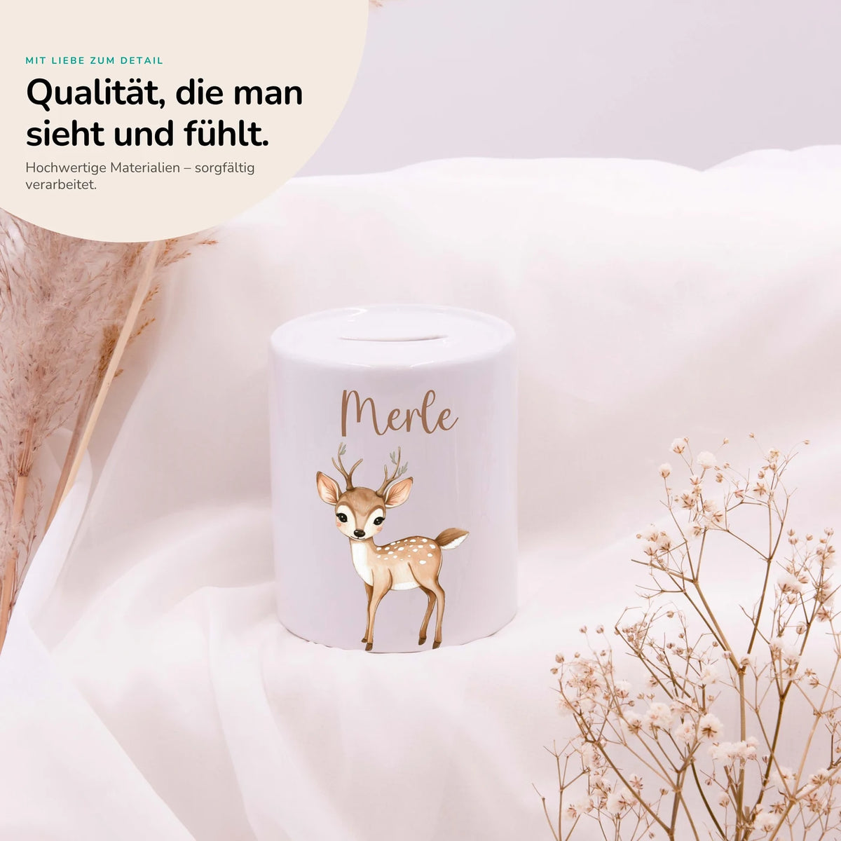Spardose Kinder Keramik - Niedliches Reh