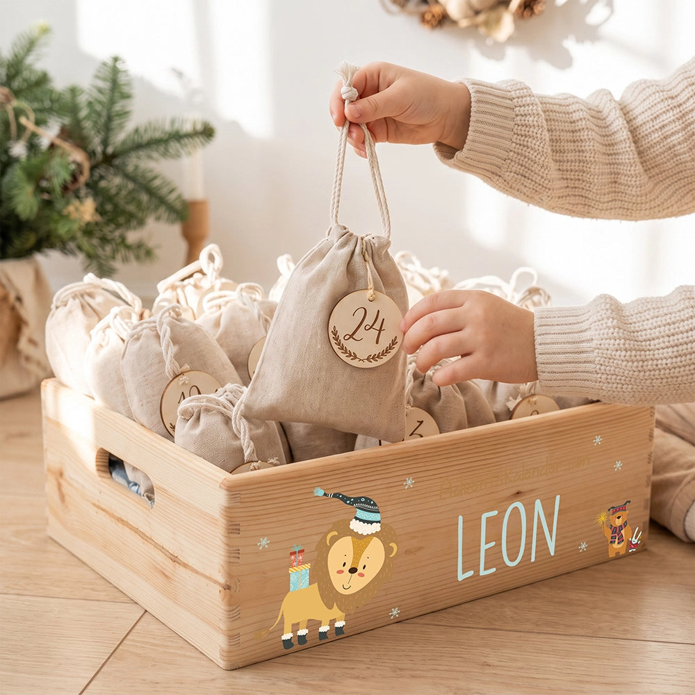 Personalisierter Adventskalender zum Befüllen - Löwe und Bär