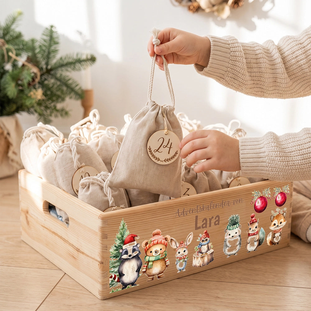 Personalisierter Adventskalender zum Befüllen - Weihnachten Tiere