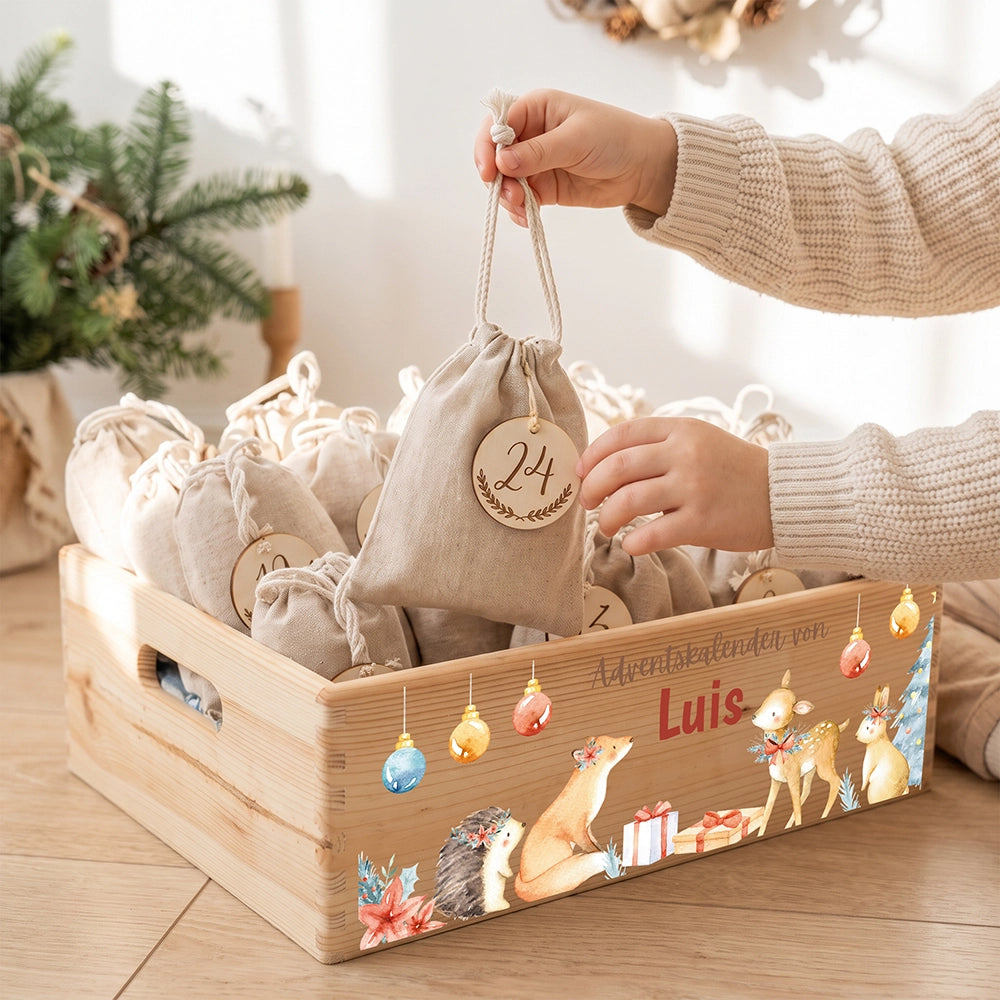 Personalisierter Adventskalender zum Befüllen - Fuchs und Reh