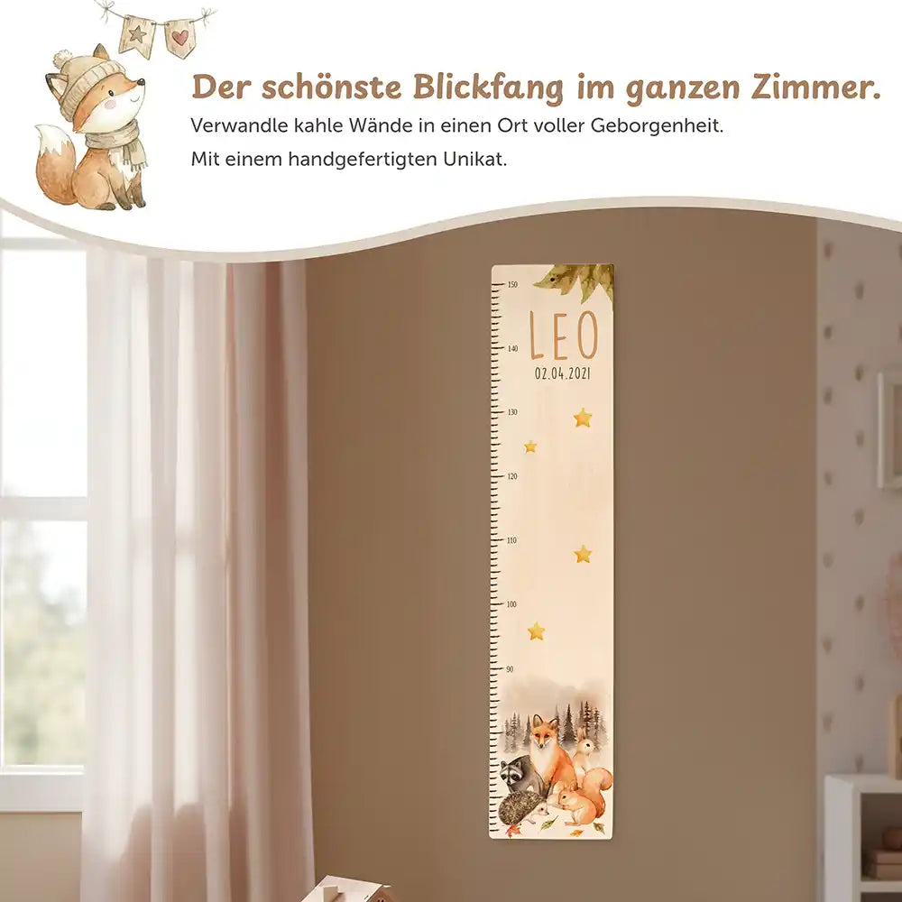 Messlatte Kinder Holz & Aluverbund - Waldfamilie