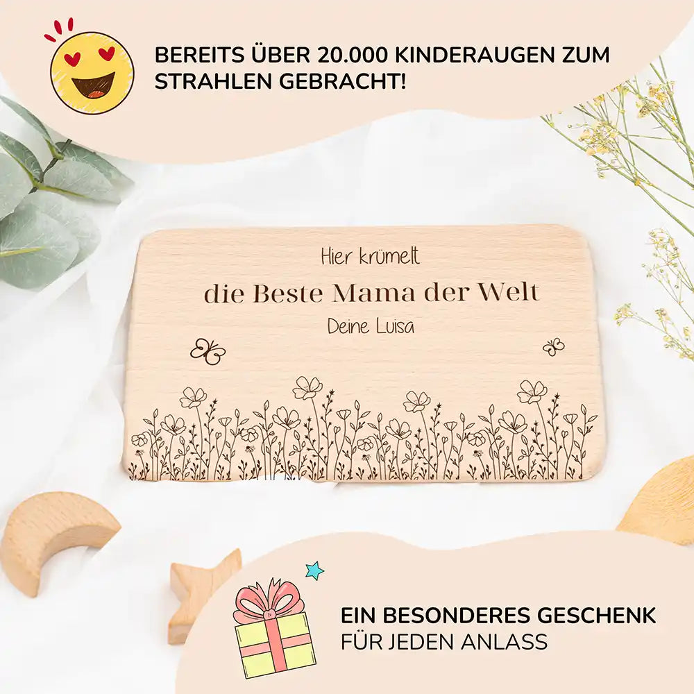 Frühstücksbrettchen Holz Die beste Mama der Welt mit Gravur - Geschenk Muttertag