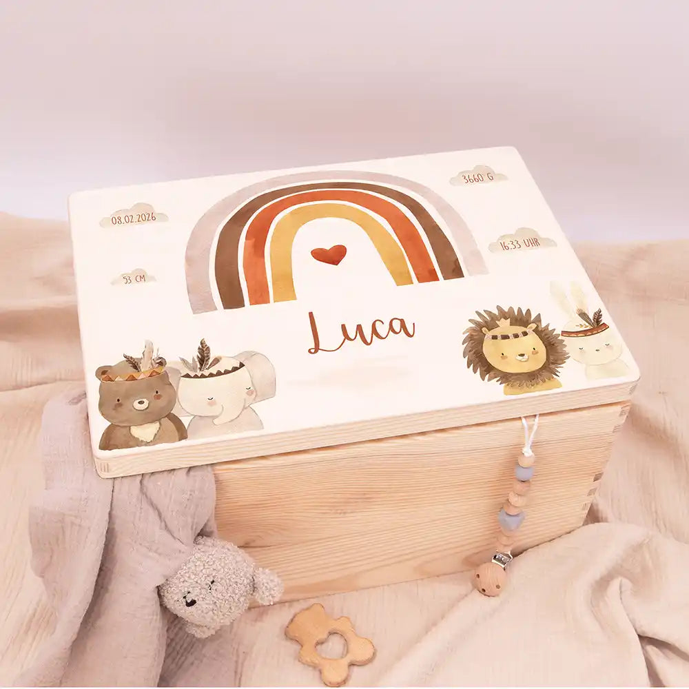 Erinnerungsbox Baby - Boho Tierfamilie