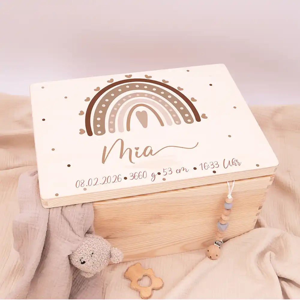 Erinnerungsbox Baby - Regenbogen Herz