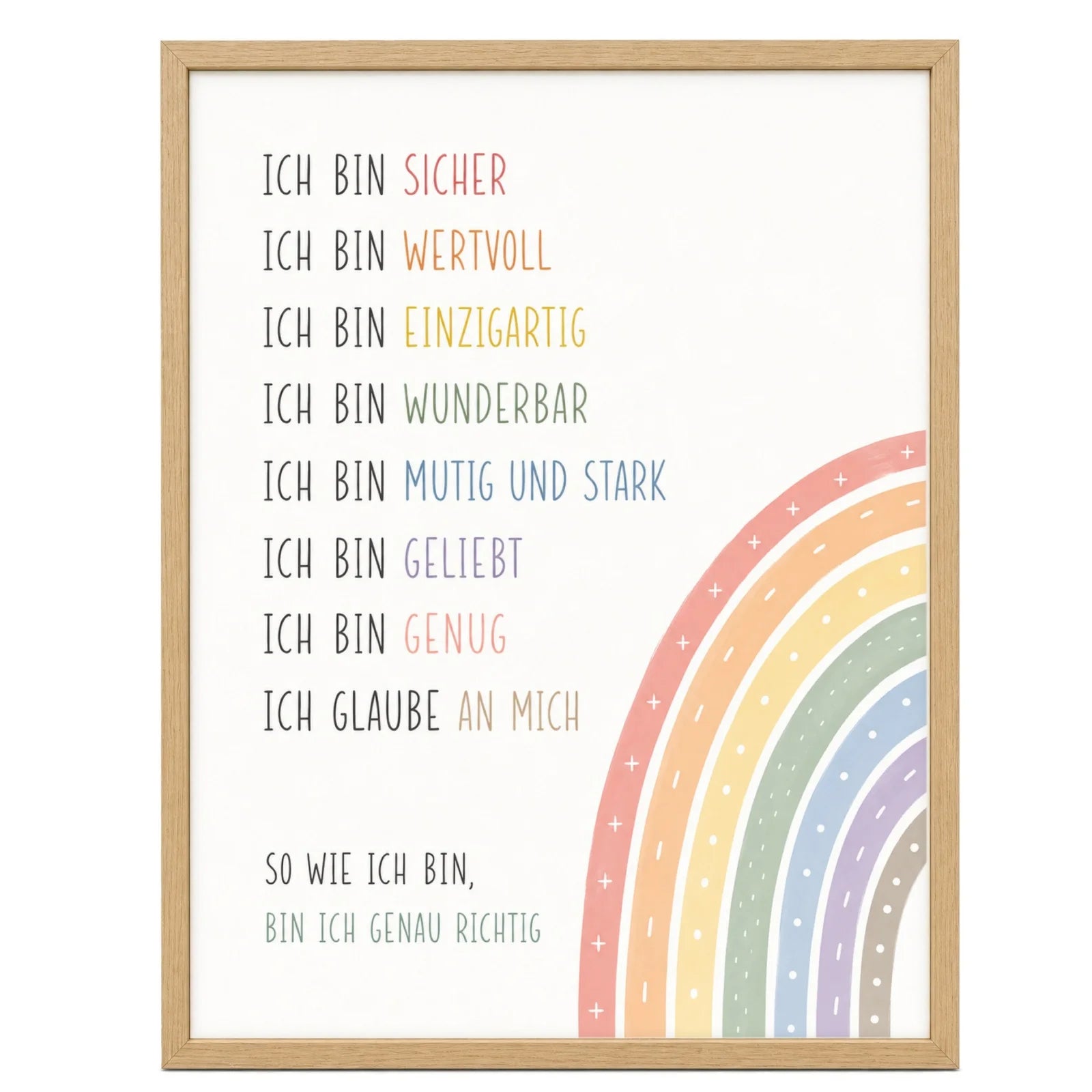 Affirmationsposter Kinderzimmer Minimal Ich bin, im Mädchenzimmer