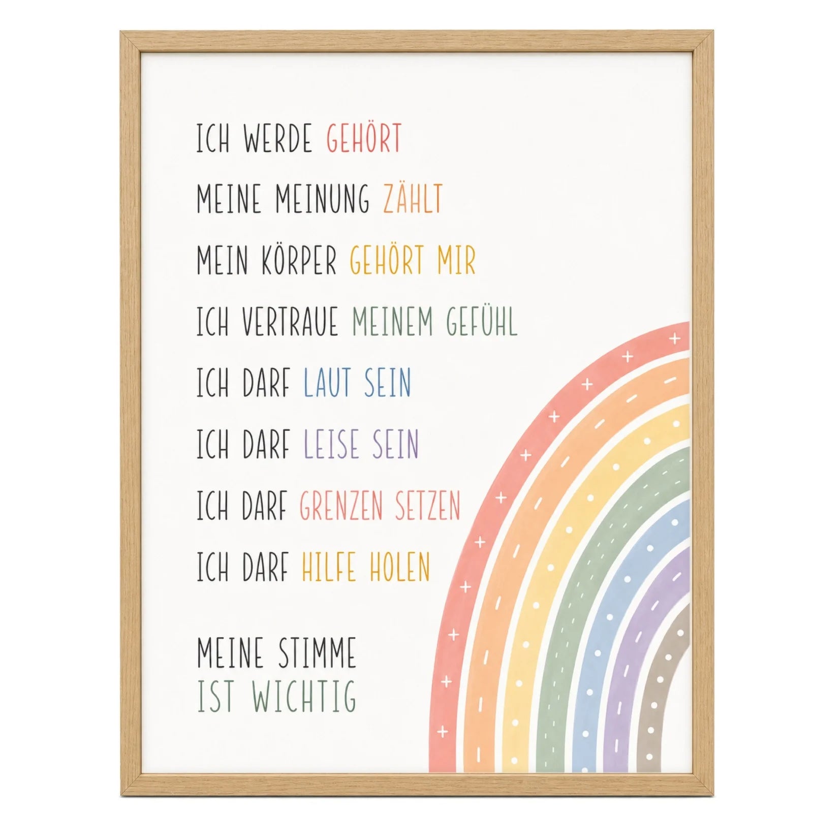 Affirmationsposter Kinderzimmer Minimal Meine Stimme, im Mädchenzimmer
