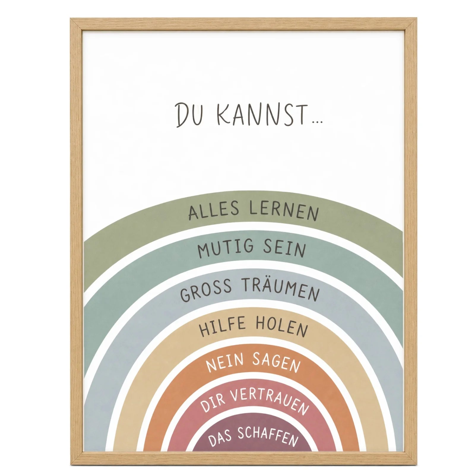 Affirmationsposter Kinderzimmer Regenbogen Du kannst, im Mädchenzimmer