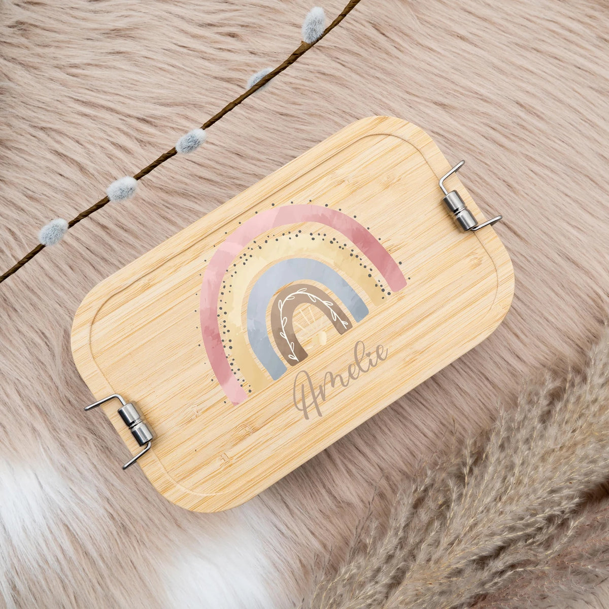 Brotdose Kinder personalisiert - Regenbogen