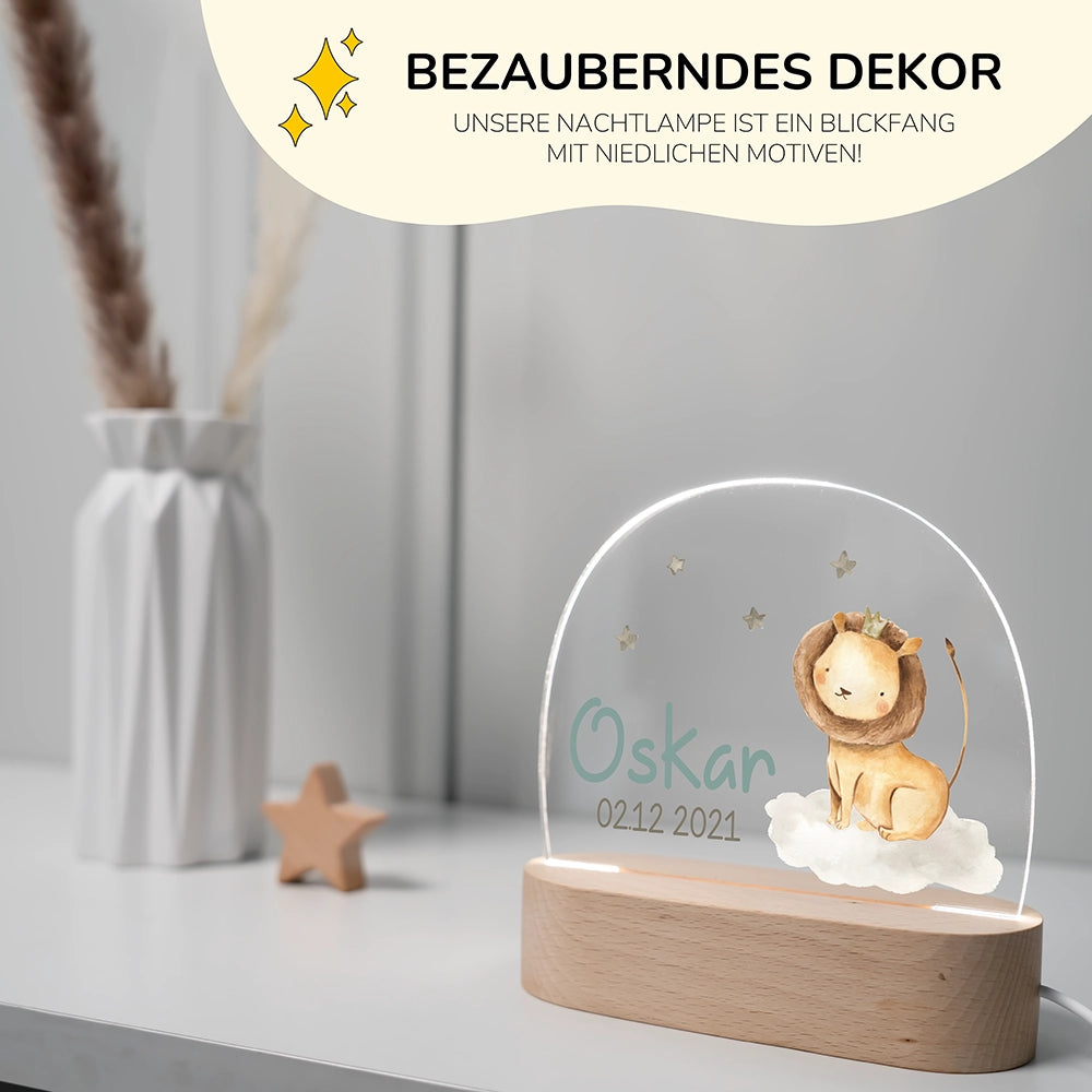 Personalisierte Nachtlampe Löwe als Deko im Kinderzimmer