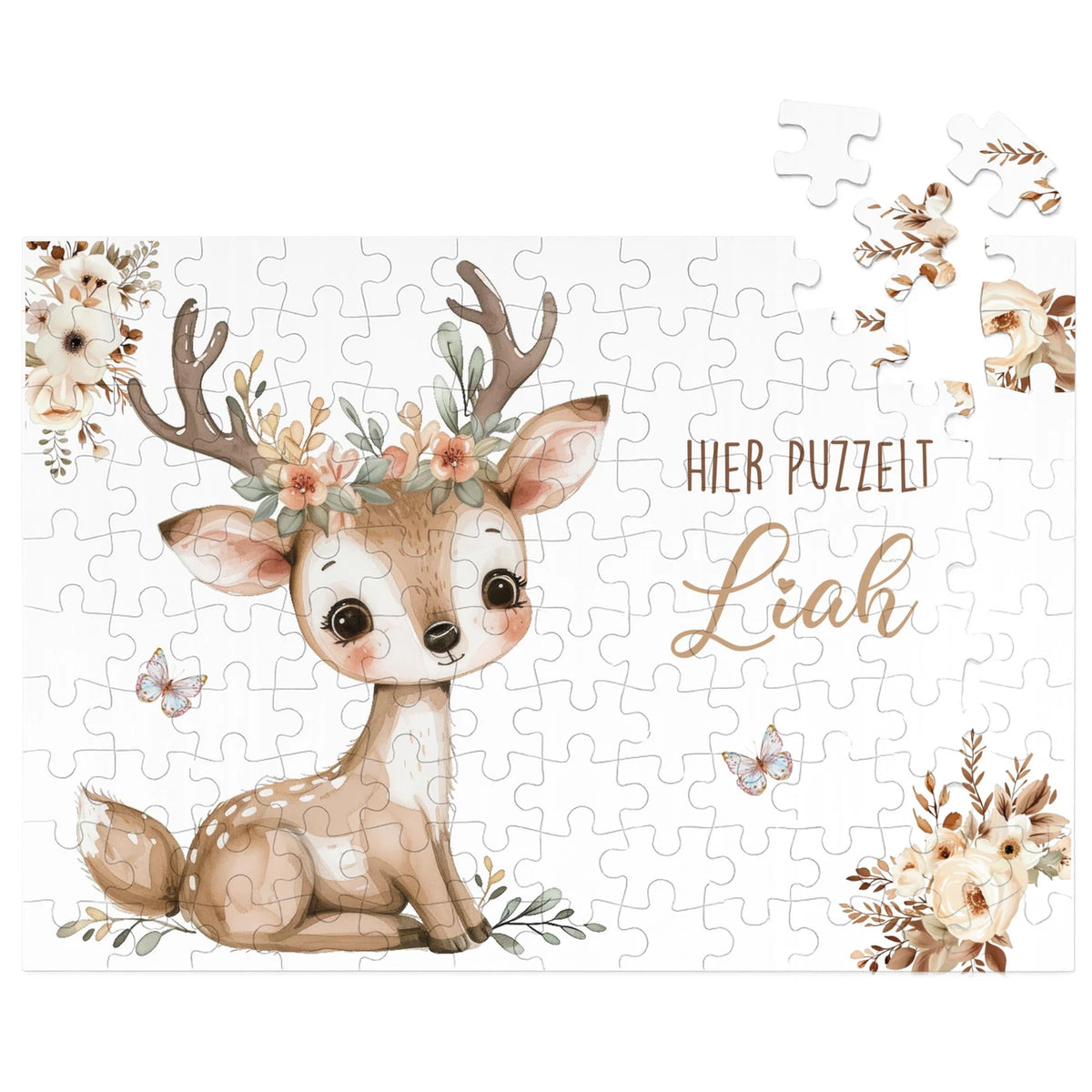 Kinderpuzzle personalisiert mit Namen - Baby Reh