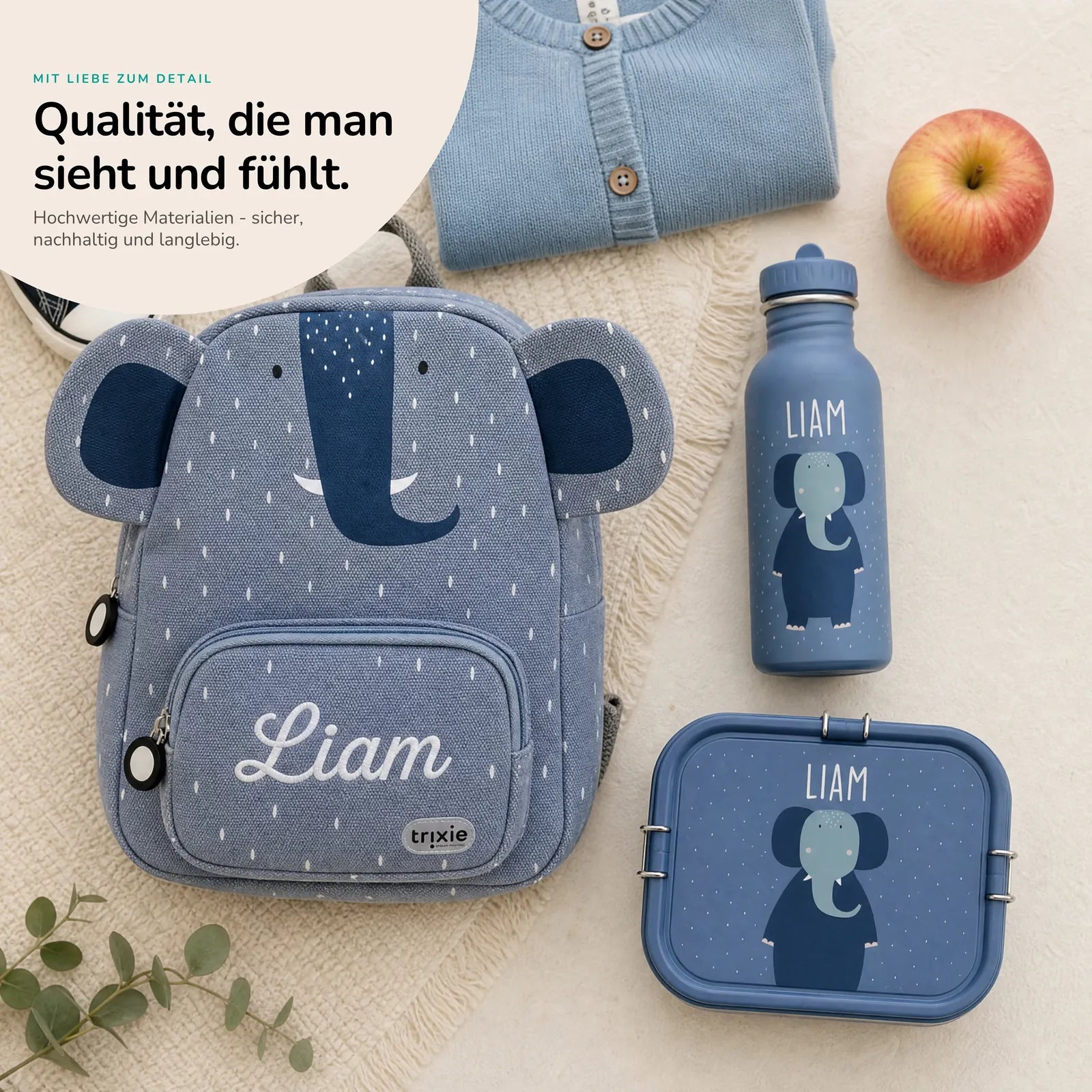 Trixie Kindergarten Set Elefant, mit Namen im einheitlichen Kindergarten-Design