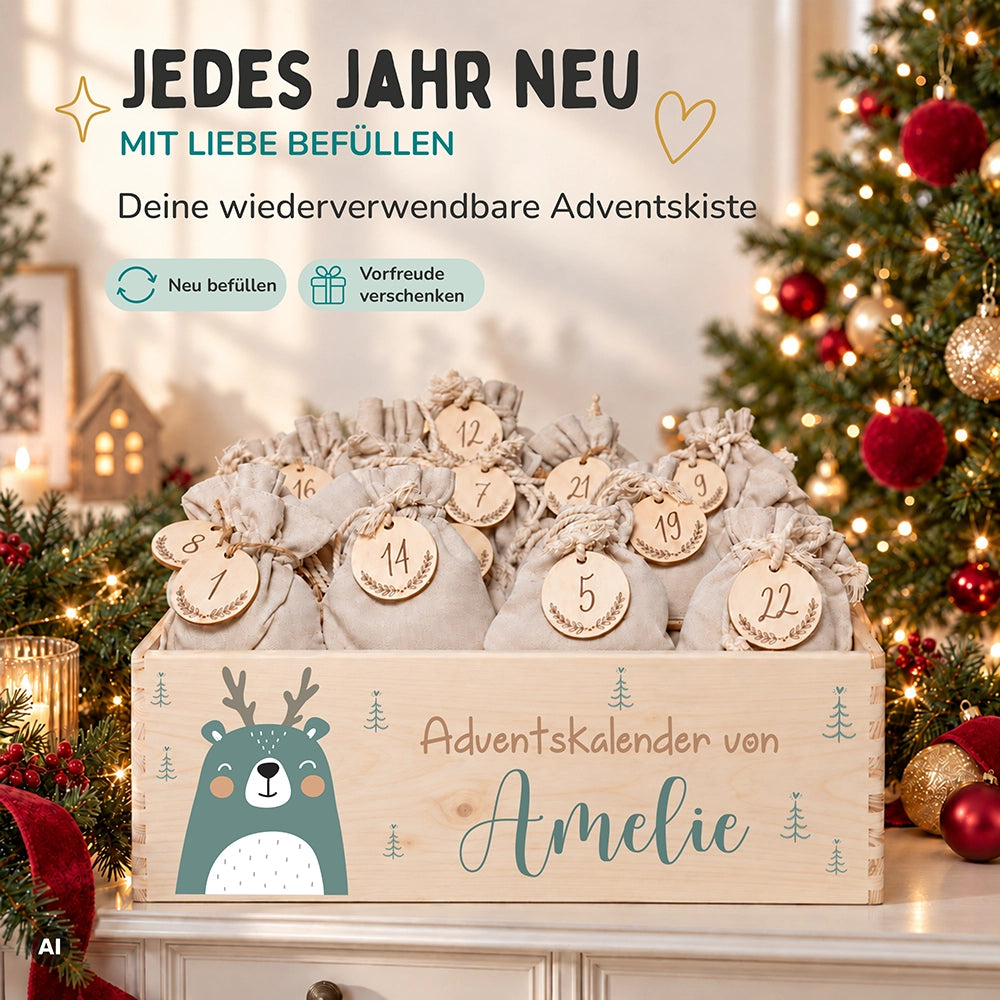 Personalisierter Adventskalender zum Befüllen - Boho Reh